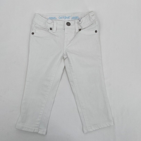 Cat & Jack girls 4 White Jegging Crop Jeans Capri Adjustable Waist - Picture 1 of 6